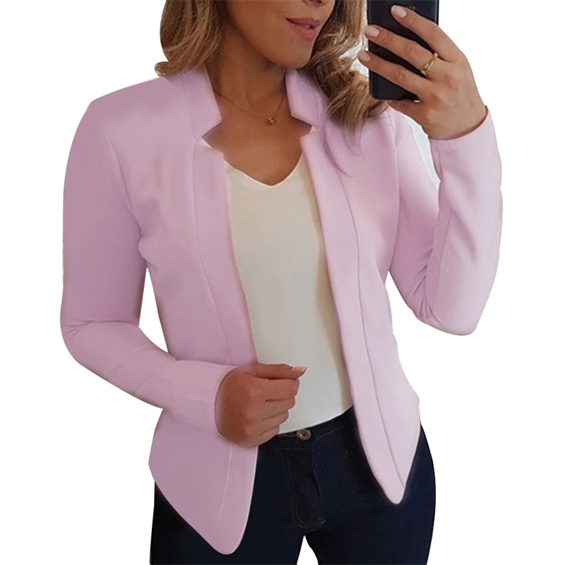 New Women Blazer Thin Long Sleeve Blazer Solid Color Office Lady Suit Coat 2020 Fashion Women Basic Coats Autumn Chaquetas Mujer LJ201214