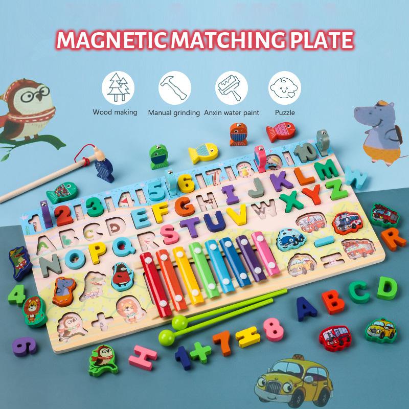 Wooden Fishing Busy Board Knocking Piano Math Montessori Educational Counting Geometry Animal Cognitive Matching Toys For Kids от DHgate WW