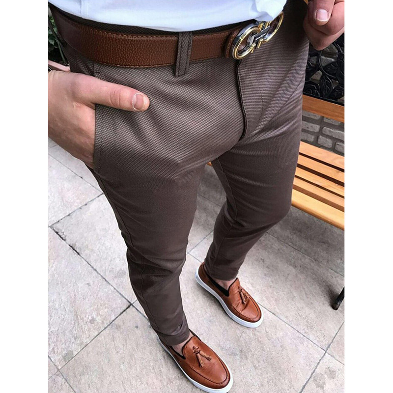 Men's Slim Business Formal Pants Slim Fits Casual Pants Trousers Sweatpants Gym Suit Sport Office Skinny Straight Solid Trousers 201110