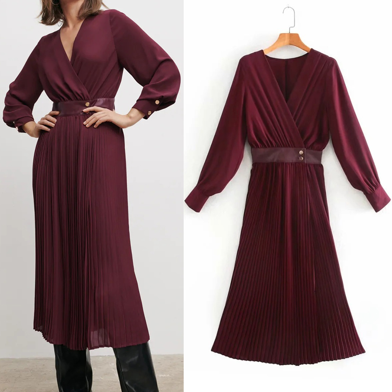 New Pleated Wrap Winter Woman 2021 Chiffon Ruched Puff Long Sleeve Midi Dress Women Elegant Ladies Dresses Xtbv, Burgundy
New Pleated Wrap Winter Woman 2021 Chiffon Ruched Puff Long Sleeve Midi Dress Women Elegant Ladies Dresses Xtbv, Burgundy
