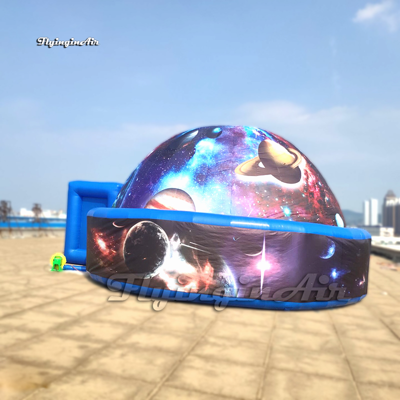 Space Themed Inflatable Tent 10m Planetarium Air Blow Up Dome Igloo With Planets Printed For Exhibition And Party Event