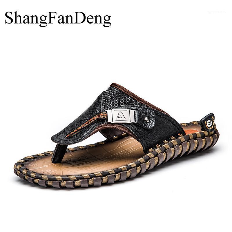 Men Slippers High Quality Shoes Men Male Casual Shoes Genuine Leather Flip Flops Plus Size Slippers Masculino Sapatos1, Black