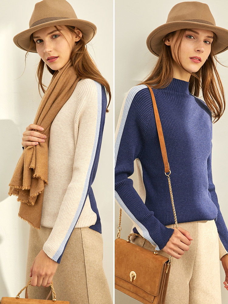 Amii spring foreign style women's Woolen T-Shirt New Style outside half high neck fit Pullover bottoming 11940640 201109
