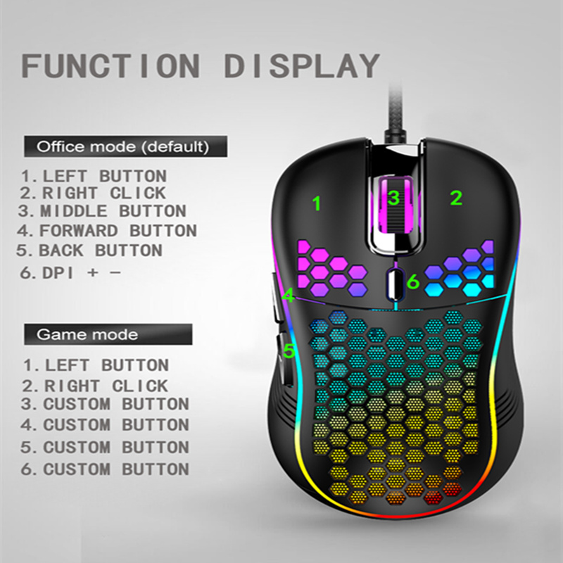 Hot Sale Wired Gaming Mouse 6D LED RGB Backlit Optical Professional Mouse GamerComputer Mice for PC Laptop Games Mic Play CS Games