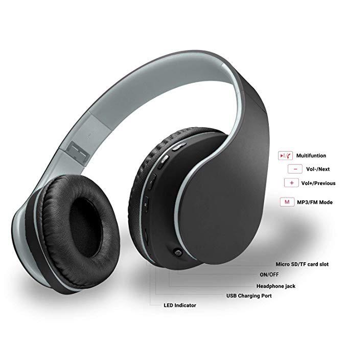 Bluetooth Headphones Over Ear,Foldable & Lightweight Stereo Headset Micro SD/TF,FM for CellPhone,PC,Travel,Soft Earmuffs forProlonged Waring