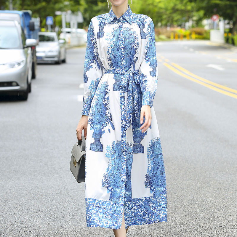 New Autumn Retro Style Print Long Sleeve Belt Elegant Thin Temperament Mid Length Dress Women High Quality Clothing Na26, Blue
New Autumn Retro Style Print Long Sleeve Belt Elegant Thin Temperament Mid Length Dress Women High Quality Clothing Na26, Blue