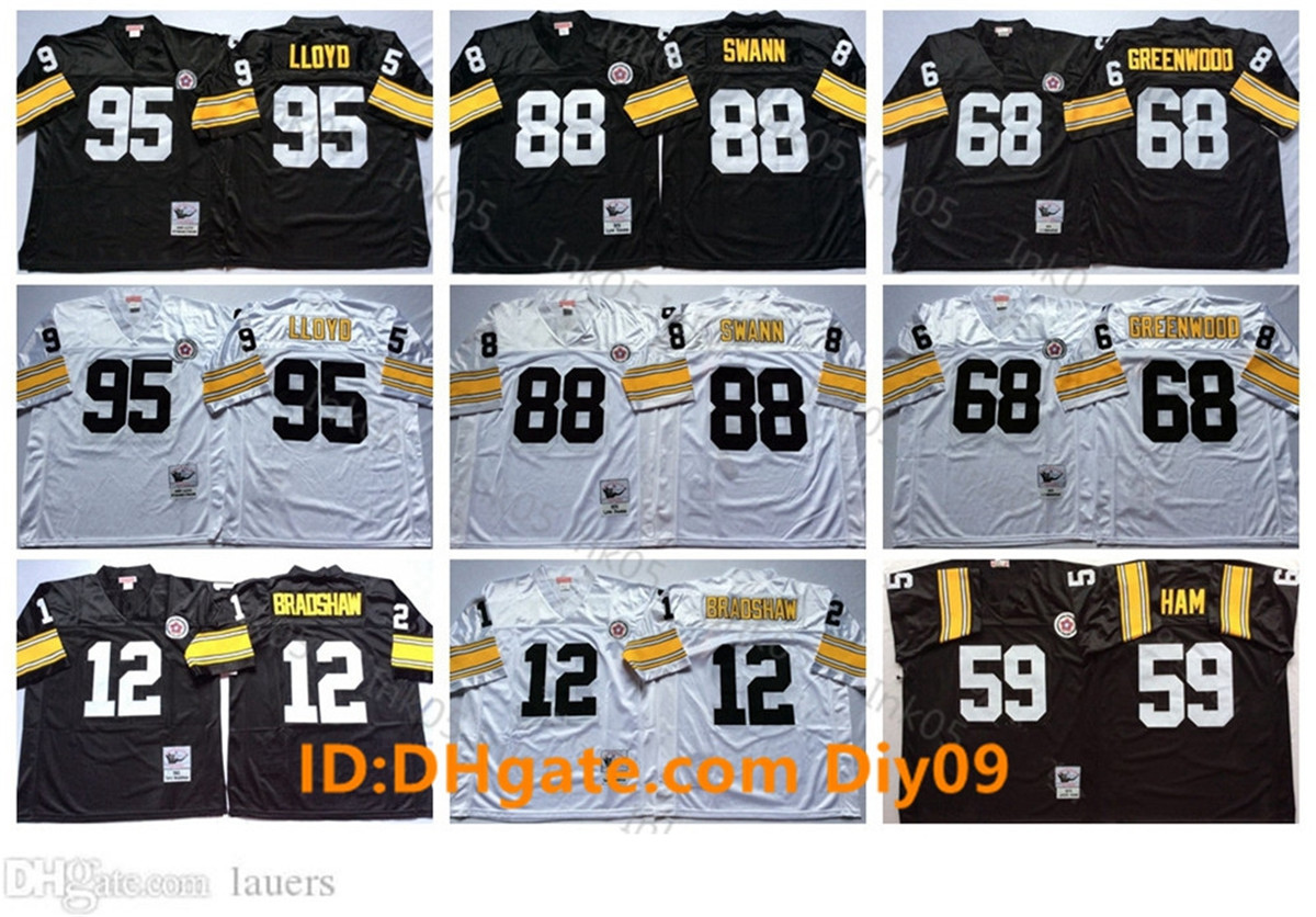 VintagePittsburghSteelers Football Jersey 12 Terry Bradshaw Men 68 L.C Greenwood 59 Jack Ham 88 Lynn Swann 95 Greg Lloyd R, With sign
VintagePittsburghSteelers Football Jersey 12 Terry Bradshaw Men 68 L.C Greenwood 59 Jack Ham 88 Lynn Swann 95 Greg Lloyd R, With sign