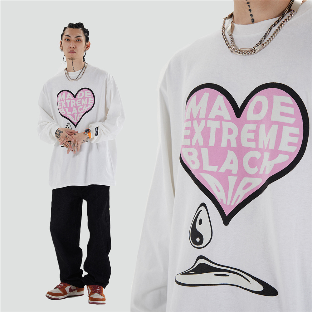 Men Women Printed Cartoon Pretty Girl T Shirt Hip Hop Oversized Streetwear Long Sleeve Harajuku Tshirt Cotton Tops Tees 201203