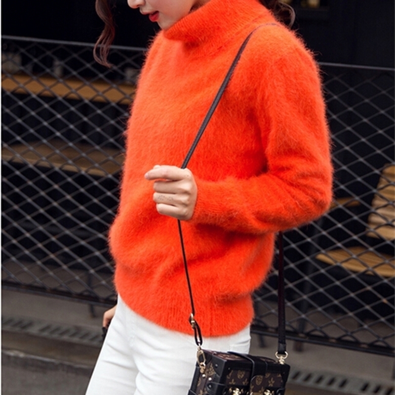Knitted Real Mink Cashmere Pullovers Turtleneck Natural Pure Mink Cashmere Sweaters Top Rated Wholesale FP962 201201