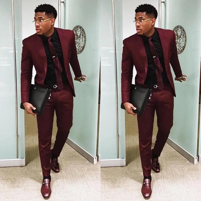 Burgundy Two Pieces Men Suits Slim Fit Wedding Grooms Tuxedos Cheap One Button Formal Prom Business Suit, Black
Burgundy Two Pieces Men Suits Slim Fit Wedding Grooms Tuxedos Cheap One Button Formal Prom Business Suit, Black