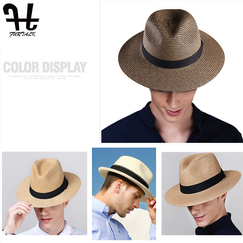 FURTALK Panama Hat Summer Sun s for Women Man Beach Straw Men UV Protection Cap chapeau femme 220708