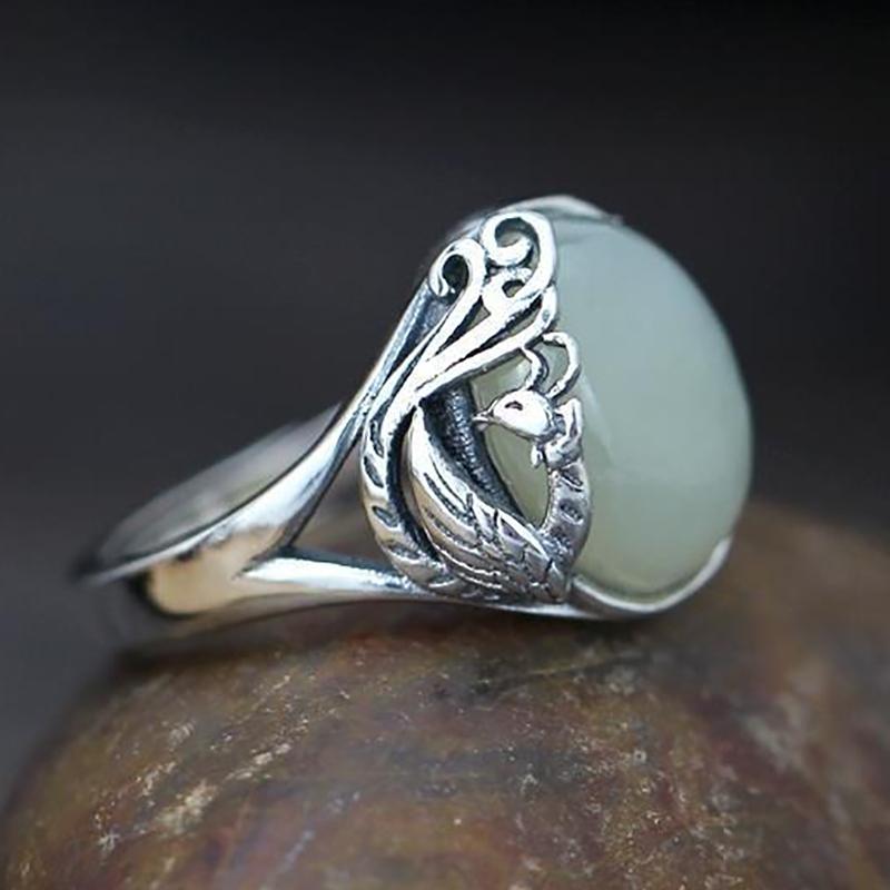 New Silver Retro Jewelry Phoenix Ring Craft Charm Inlaid Jade Female Opening Adjustable Design Temperament Valentine's Day Gift
New Silver Retro Jewelry Phoenix Ring Craft Charm Inlaid Jade Female Opening Adjustable Design Temperament Valentine's Day Gift