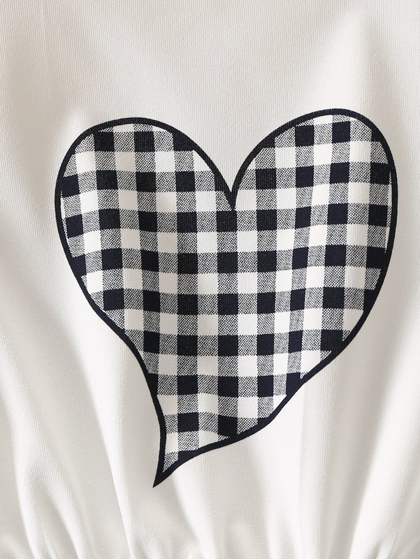 Girls Gingham And Heart Print Butterfly Sleeve Dress SHE