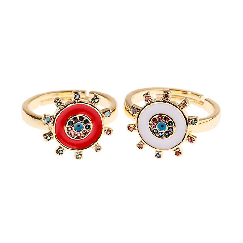 Luxury Women's CZ Gold Copper Evil Eye Open Rings Classic White&Red Dripping Oil Adjustable Anniversary Jewelry
Luxury Women's CZ Gold Copper Evil Eye Open Rings Classic White&Red Dripping Oil Adjustable Anniversary Jewelry