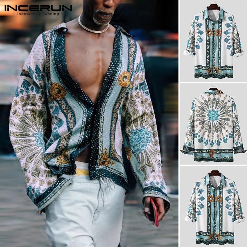 Ethnic Style Long Sleeve Lapel Collar Chemise INCERUN Mens Fashion Printed Shirts Leisure Buttons Bulsas Mens Floral Shirts 5XL, Blue
Ethnic Style Long Sleeve Lapel Collar Chemise INCERUN Mens Fashion Printed Shirts Leisure Buttons Bulsas Mens Floral Shirts 5XL, Blue
