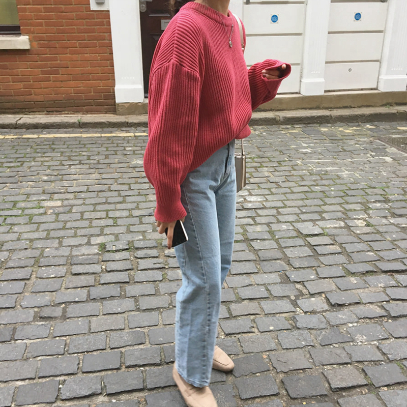 Colorfaith New Autumn Winter Women's Sweaters Pullover Stylish Oversize Minimalist Solid Lady Pink Sweet Tops SW18129 201223