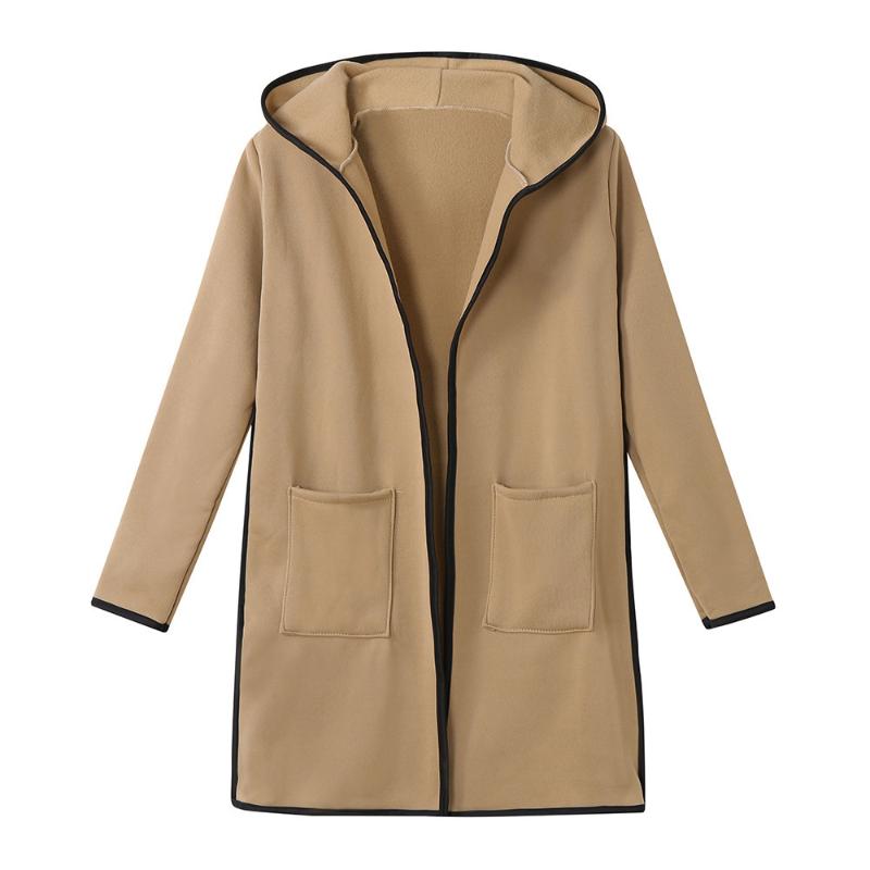 Women's Jackets Autumn Long Trench Coat Fashion Winter Loose Hooded Wild Elegant Windbreaker Sweater Cardigan W722 B4