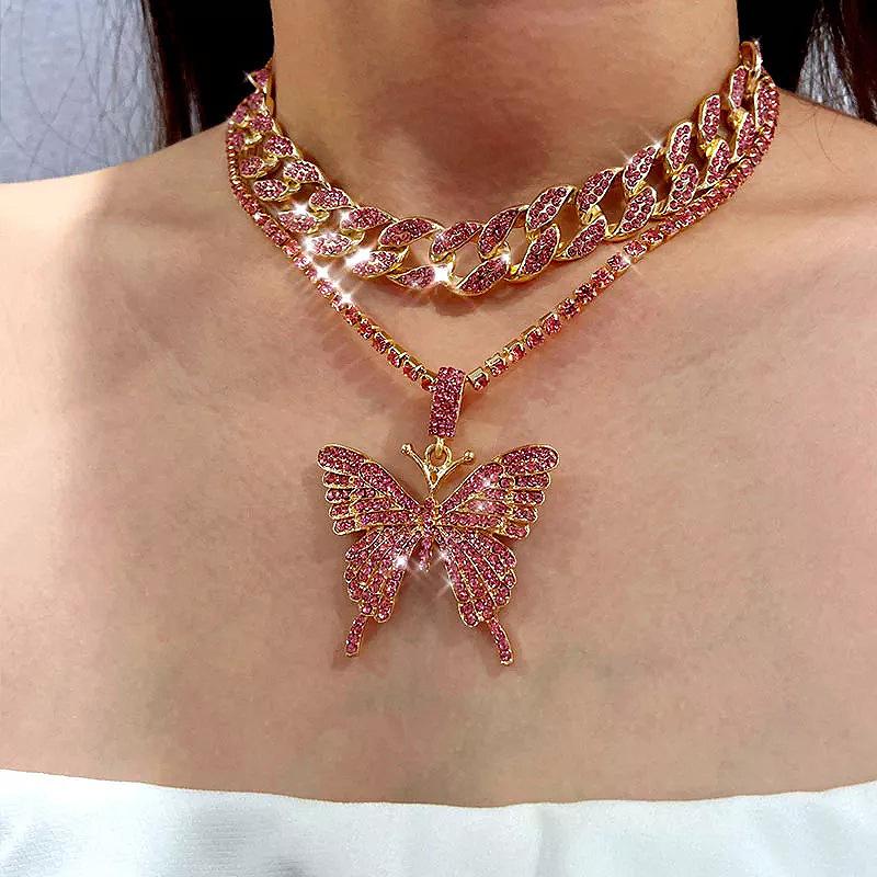 Aesthetic Iced Out Butterfly Pendant Necklace Set Hip Hop Cuban Link Chain Necklace Goth Neck Chains Choker Women Jewelry Gift
Aesthetic Iced Out Butterfly Pendant Necklace Set Hip Hop Cuban Link Chain Necklace Goth Neck Chains Choker Women Jewelry Gift