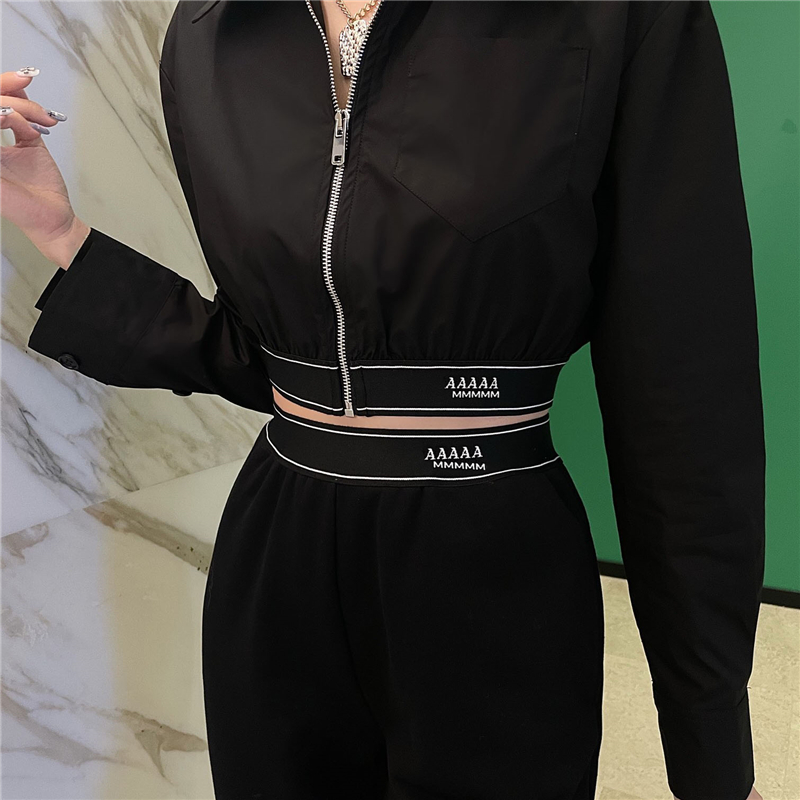 Womens Designer Tracksuits Letters Webbing Zipper Shirts Sweatpants Two Piece Suit Ladies High Waist Elastic Pants, Black
Womens Designer Tracksuits Letters Webbing Zipper Shirts Sweatpants Two Piece Suit Ladies High Waist Elastic Pants, Black
