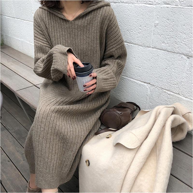 Women Sweater Dress 2020 Autumn Winter Knitted Vestidos Loose Lazy Style Hooded Knit Robe Thick Warm Dress Plus Size 4XL, Black
Women Sweater Dress 2020 Autumn Winter Knitted Vestidos Loose Lazy Style Hooded Knit Robe Thick Warm Dress Plus Size 4XL, Black