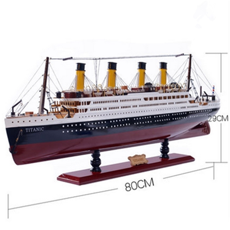 30-100CM Wooden Titanic Cruise Ship Model with LED Lights Decoration Wood Sailing Boat Craft Creative Home Living Room Decor 201210