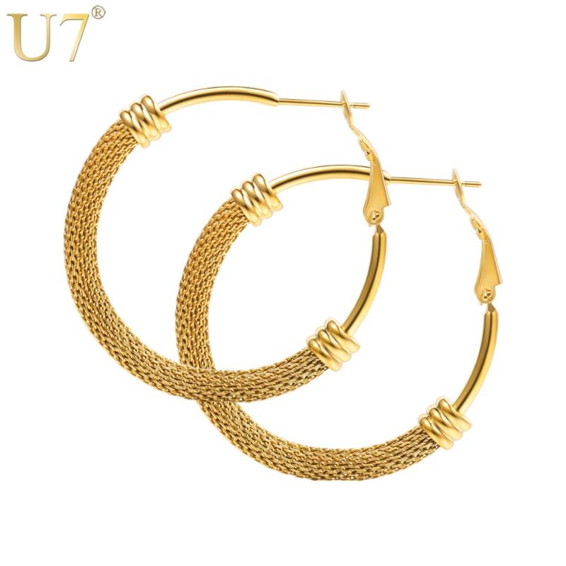 U7 Brand Stainless Steel Gold/Black Color Mesh Hoop Earrings Jewelry For Girls/Women 2020 New Fashion Round Circle brinco E1005
U7 Brand Stainless Steel Gold/Black Color Mesh Hoop Earrings Jewelry For Girls/Women 2020 New Fashion Round Circle brinco E1005