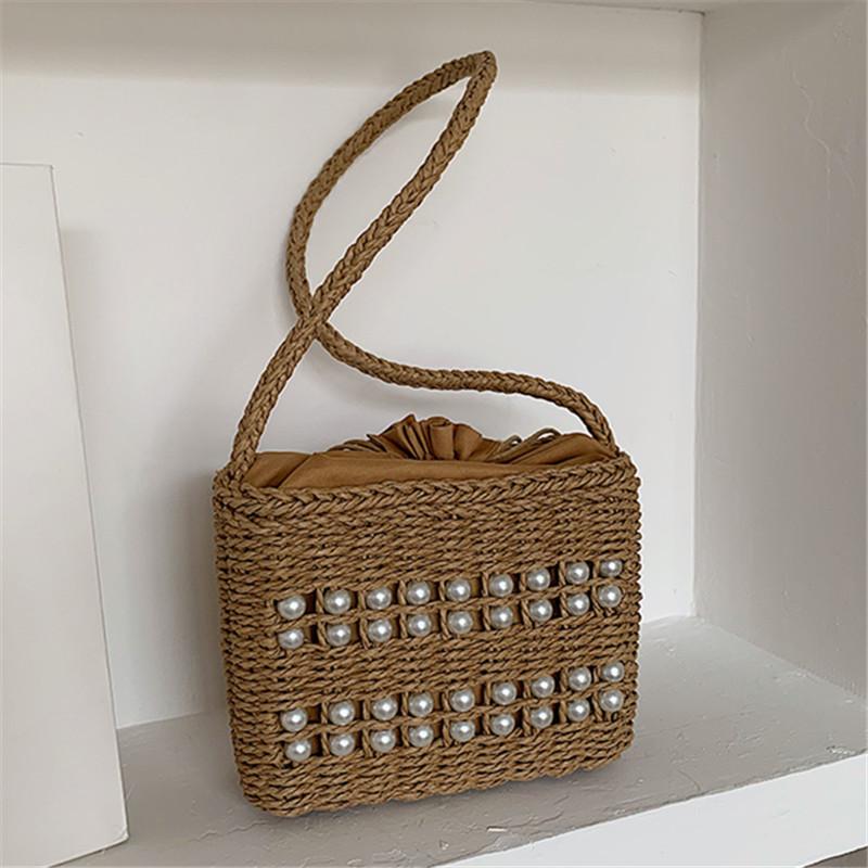 2020 New Pearl Fashion Straw Bag Hand-woven Shoulder Bags Seaside Vacation Designer Handbag Women's Shoulder Messenger Bags, Beige
2020 New Pearl Fashion Straw Bag Hand-woven Shoulder Bags Seaside Vacation Designer Handbag Women's Shoulder Messenger Bags, Beige