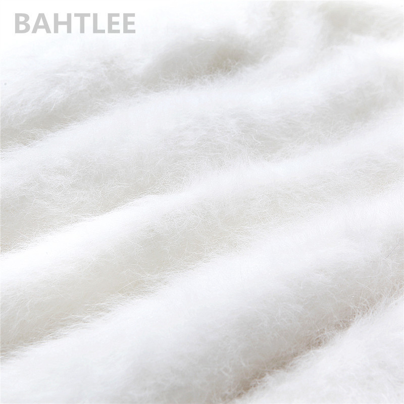 BAHTLEE Autumn Winter Women's Angora Rabbit Knitted Pullovers Sweater O-NECK Lantern Sleeve Mink Cashmere Thick Keep Warm 201023