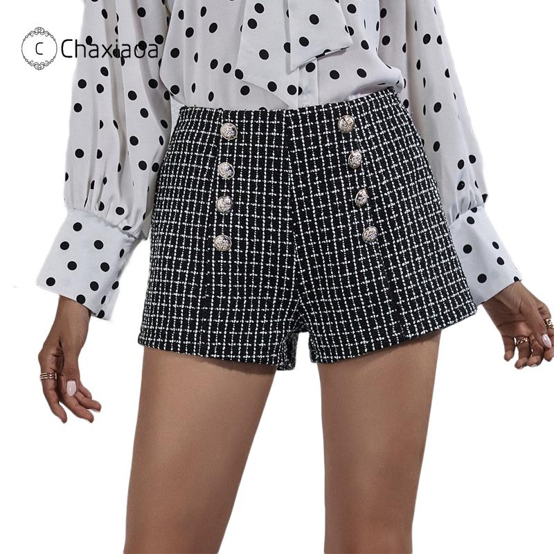 CHAXIAOA New Button Tweed Wide-legged Plaid Shorts 2020 Autumn Winter Women Fashion Knitted A-Line Shorts Women High Waist X384, Black
CHAXIAOA New Button Tweed Wide-legged Plaid Shorts 2020 Autumn Winter Women Fashion Knitted A-Line Shorts Women High Waist X384, Black