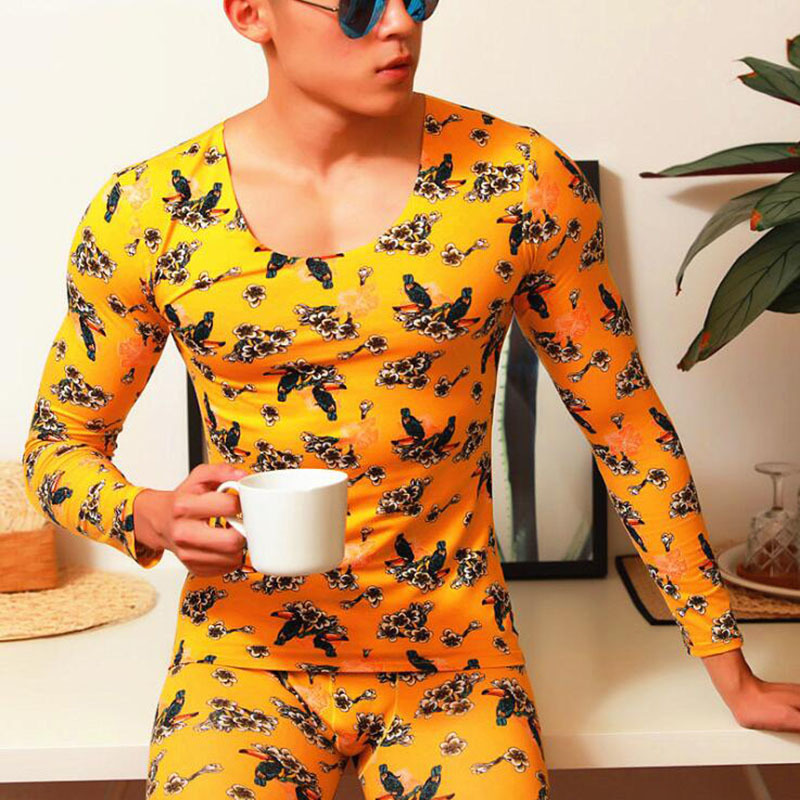 Thermal underwear for men long johns winter clothes men underwear set shirt compression underwear printed underpants pijama 201125