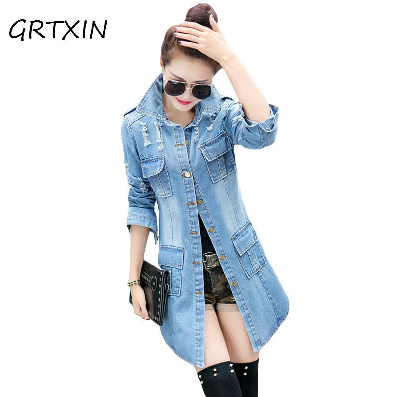 Autumn Bomber Jackets Women Hole Boyfriend Style Long Sleeve Vintage Slim Denim Jacket Coats Casaco Feminino Plus Size 2XL, Blue
Autumn Bomber Jackets Women Hole Boyfriend Style Long Sleeve Vintage Slim Denim Jacket Coats Casaco Feminino Plus Size 2XL, Blue