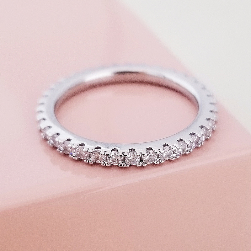 1.5MM Simple Fashion Wedding Band Rings Luxury Jewelry 925 Sterling Silver Pave White Sapphire CZ Diamond Gemstones Rose Gold Fill Women Engagement Ba