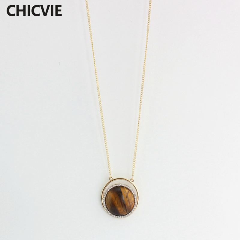 CHICVIE Tiger Eye Natural stone Necklace for Women Couple Long rhinestone Gold Necklaces & Pendants Handmade Jewelry SNE160170
CHICVIE Tiger Eye Natural stone Necklace for Women Couple Long rhinestone Gold Necklaces & Pendants Handmade Jewelry SNE160170