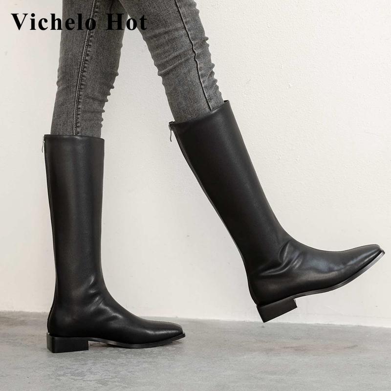 Vichelo Hot leisure 2021 winter new boots split leather classics square toe thick med heel back zip energy knee-high boots L82, Black
Vichelo Hot leisure 2021 winter new boots split leather classics square toe thick med heel back zip energy knee-high boots L82, Black