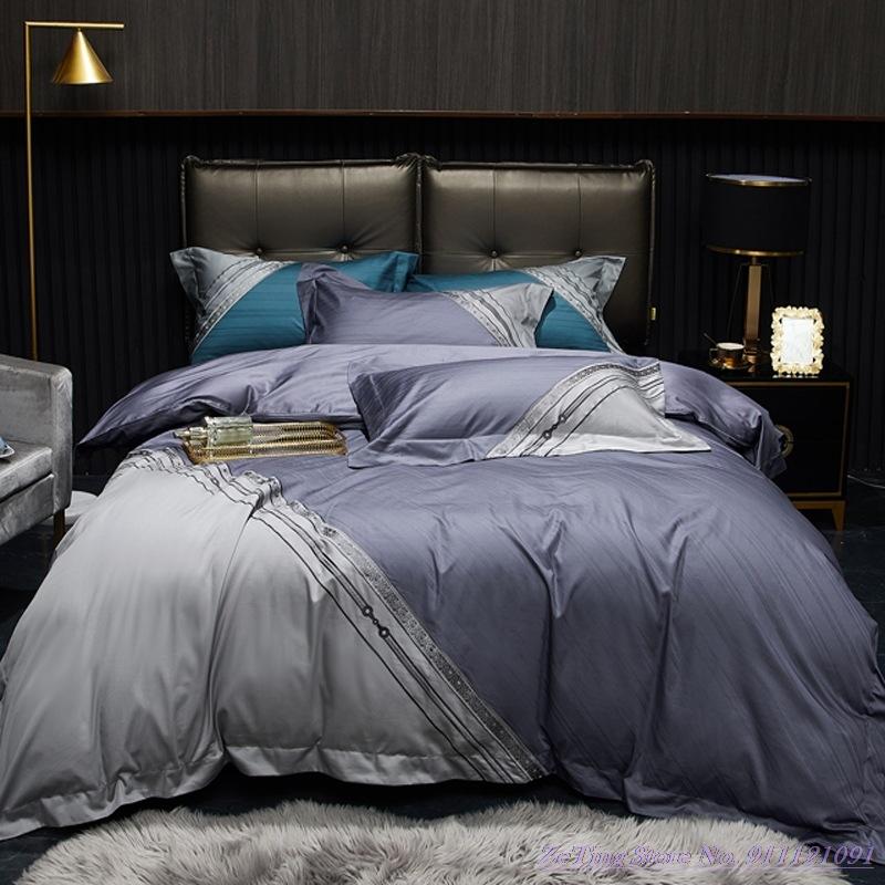 

4pcs 1.8m Bedding Set Simple Nordic style 100 long-staple cotton European-style jacquard Home Textile Pure cotton light luxury, Green