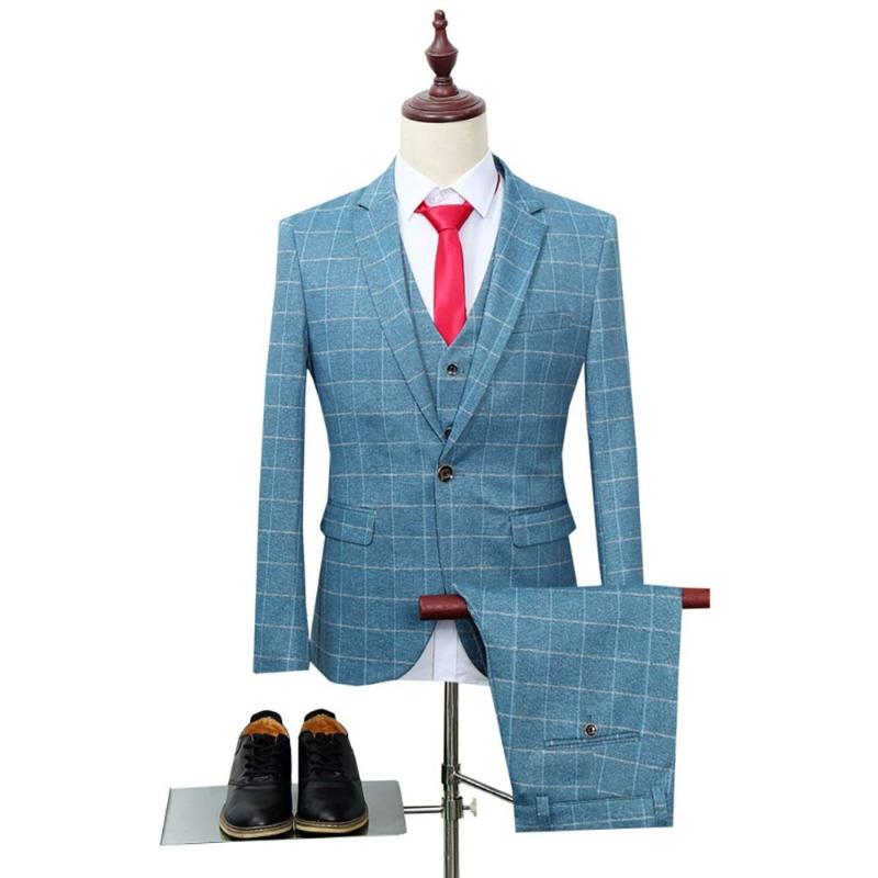 Groom Suit Men Plaid Suit Fashion Costme Blazer Shawl Lapel Single button Breasted Men Wedding (Jacket+Pants+vest, Three pieces suit
Groom Suit Men Plaid Suit Fashion Costme Blazer Shawl Lapel Single button Breasted Men Wedding (Jacket+Pants+vest, Three pieces suit