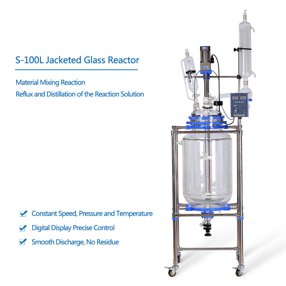 ZZKD Lab Supplies 100L Double Layer Glass Reactor Big volume Jacketed Glass rection Vessel Vacuum Distillation Equipment