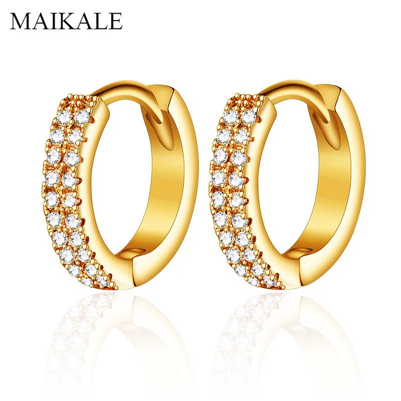 MAIKALE High Quality Cubic Zirconia Hoop Earrings for Women Gold Silver Color Small Round Circle Earring Fashion Jewelry Gifts
MAIKALE High Quality Cubic Zirconia Hoop Earrings for Women Gold Silver Color Small Round Circle Earring Fashion Jewelry Gifts