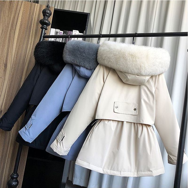 Faux Fox Fur Hooded Winter Coat Women Long Jacket Female Thick Warm Parkas Female Loose Oversized Pocket Outerwear Clothes 201217