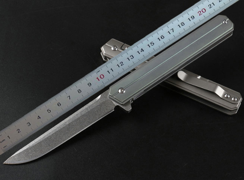 1Pcs 8.3 Inch Ball Bearing Fast Open Flipper Folding Knife D2 Stone Wash Drop Point Blade TC4 Titanium Alloy Handle EDC Knives
1Pcs 8.3 Inch Ball Bearing Fast Open Flipper Folding Knife D2 Stone Wash Drop Point Blade TC4 Titanium Alloy Handle EDC Knives