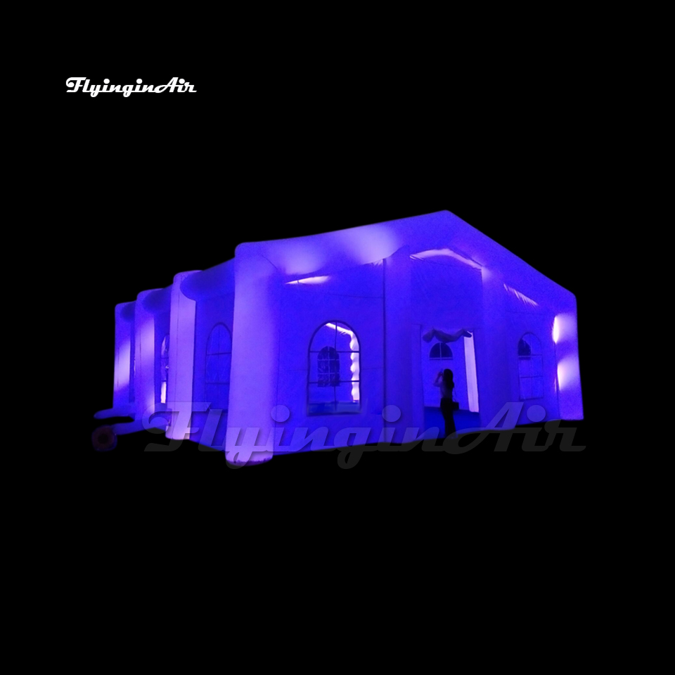 10m/12m/15m Party Tent Lighting White Inflatable Marquee Air Blow Up Frame Structure With RGB Light For Wedding Events