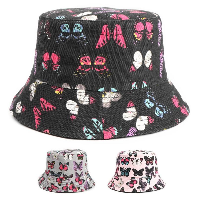 Four Seasons Women Bucket Hats Casual Style Canvas Butterfly Print Pattern Outdoor Travel Sun Protection Female Caps, Black
Four Seasons Women Bucket Hats Casual Style Canvas Butterfly Print Pattern Outdoor Travel Sun Protection Female Caps, Black