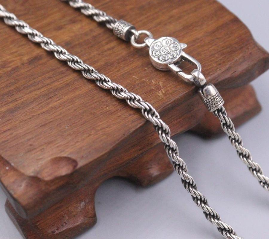 New Pure Solid 999 Fine Silver Necklace 3mm Rope Link Chain Necklace 23.62"L
New Pure Solid 999 Fine Silver Necklace 3mm Rope Link Chain Necklace 23.62"L