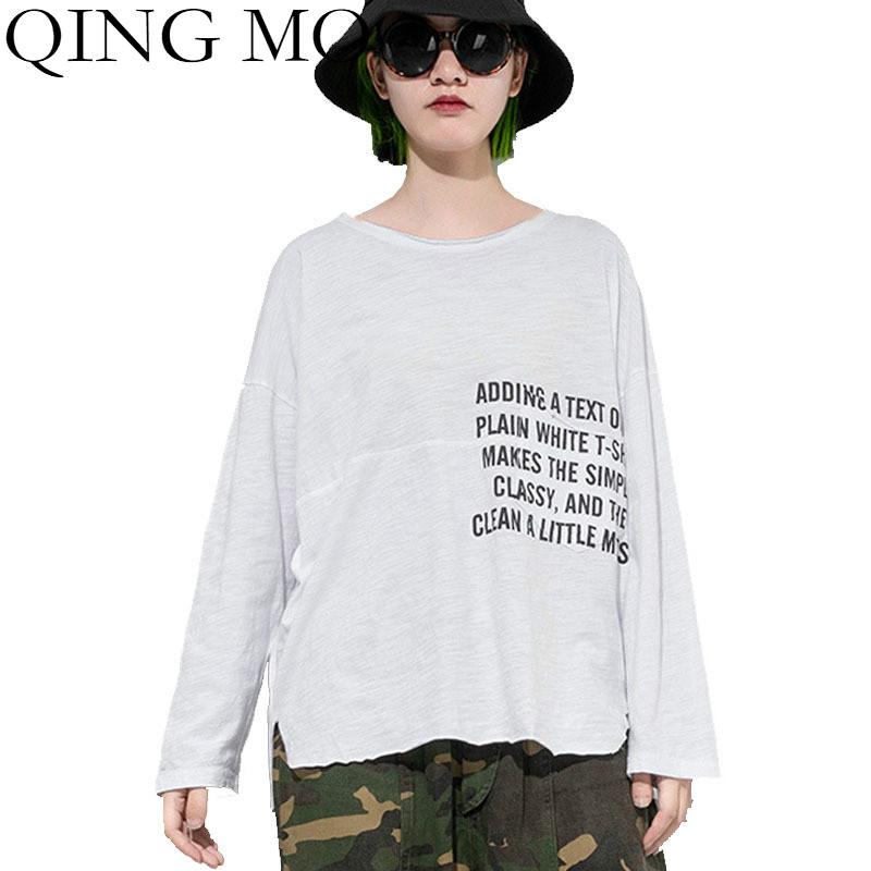 QING MO Black White Women Irregular T Shirt 2021 Spring Women Letter Printed T Shirt Female Casual Pullover ZQY6393 
QING MO Black White Women Irregular T Shirt 2021 Spring Women Letter Printed T Shirt Female Casual Pullover ZQY6393