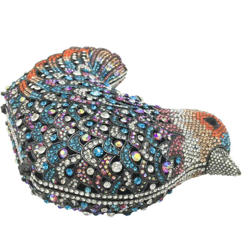 Boutique De FGG Multicoloured Bird Shape Women Crystal Evening Clutch Bags for Wedding Party Purses and Handbags 220211
