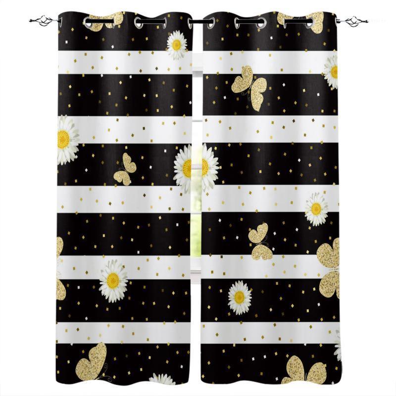 Black And White Stripes Daisy Butterfly Flower Window Curtain Home Decor Curtains for Living Room Bedroom Kitchen Curtain Panel1, As pic 
Black And White Stripes Daisy Butterfly Flower Window Curtain Home Decor Curtains for Living Room Bedroom Kitchen Curtain Panel1, As pic