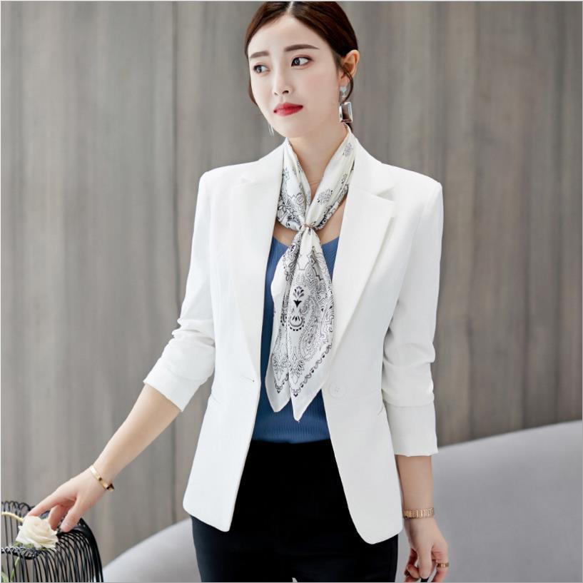 Women's Blazer Pink Long Sleeve Blazers Solid One Button Coat Slim Office Lady Jacket Female Tops Suit Blazer Femme Jackets 201105