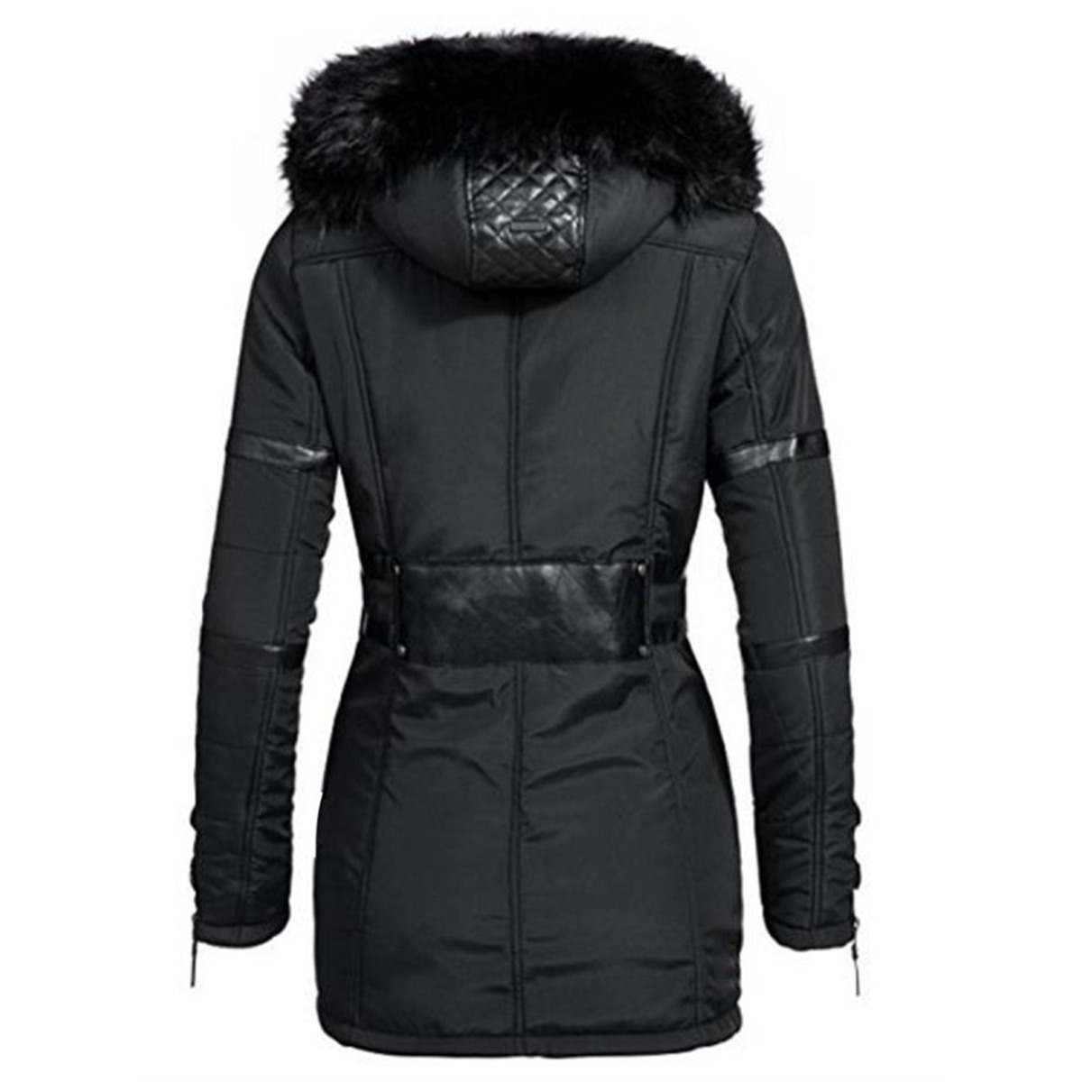 Women's Long Jacket Coats Black Winter Hooded Parkas Zipper Warm Windbreak Black Gothic Slim Femlae Overcoats Casual Outwear 201027