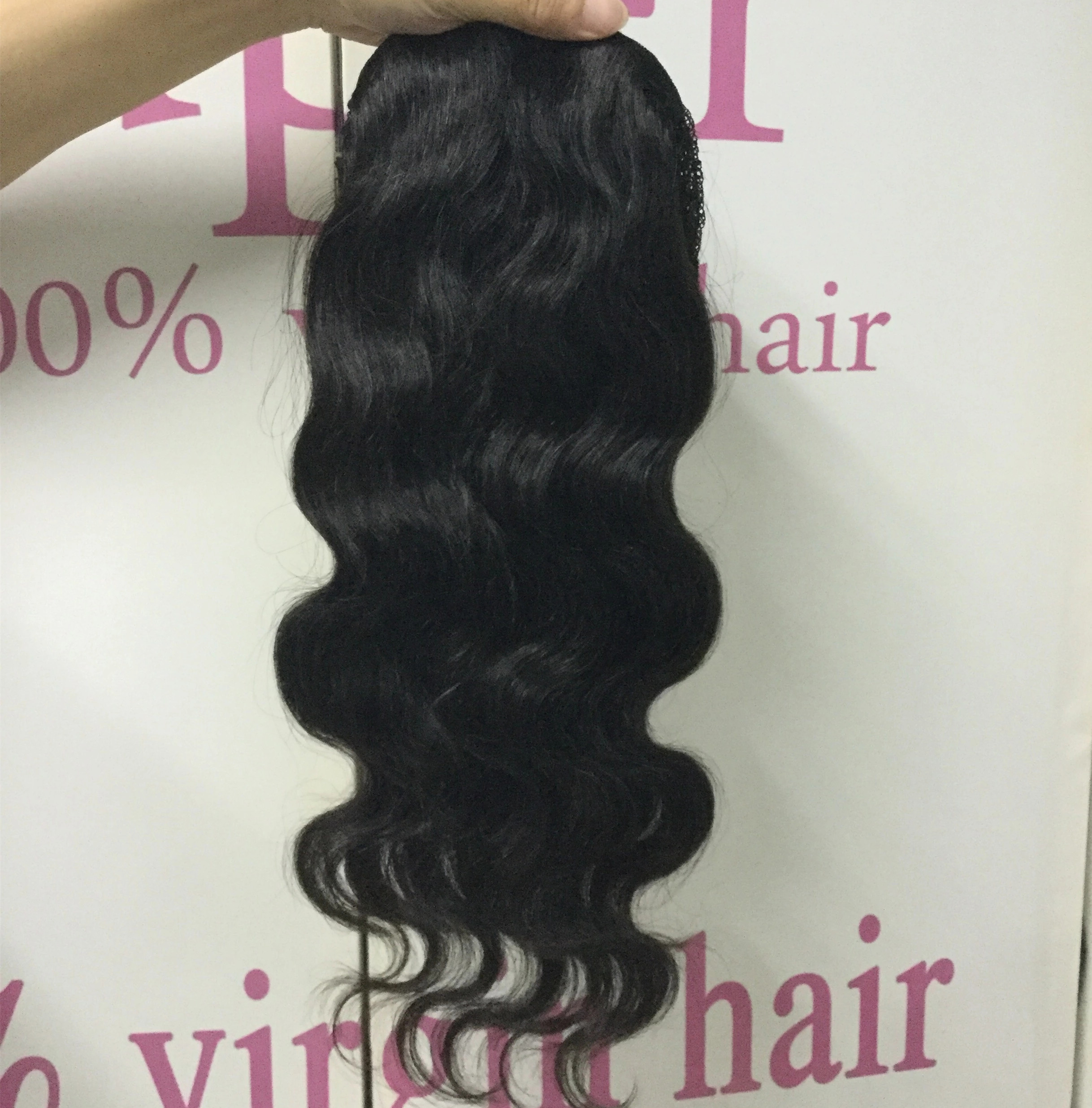 Perfect high ponytail body wave human hairpiece wraps around loose wavy pony tail for any occasion puff bun updo clip in hair extension 120g