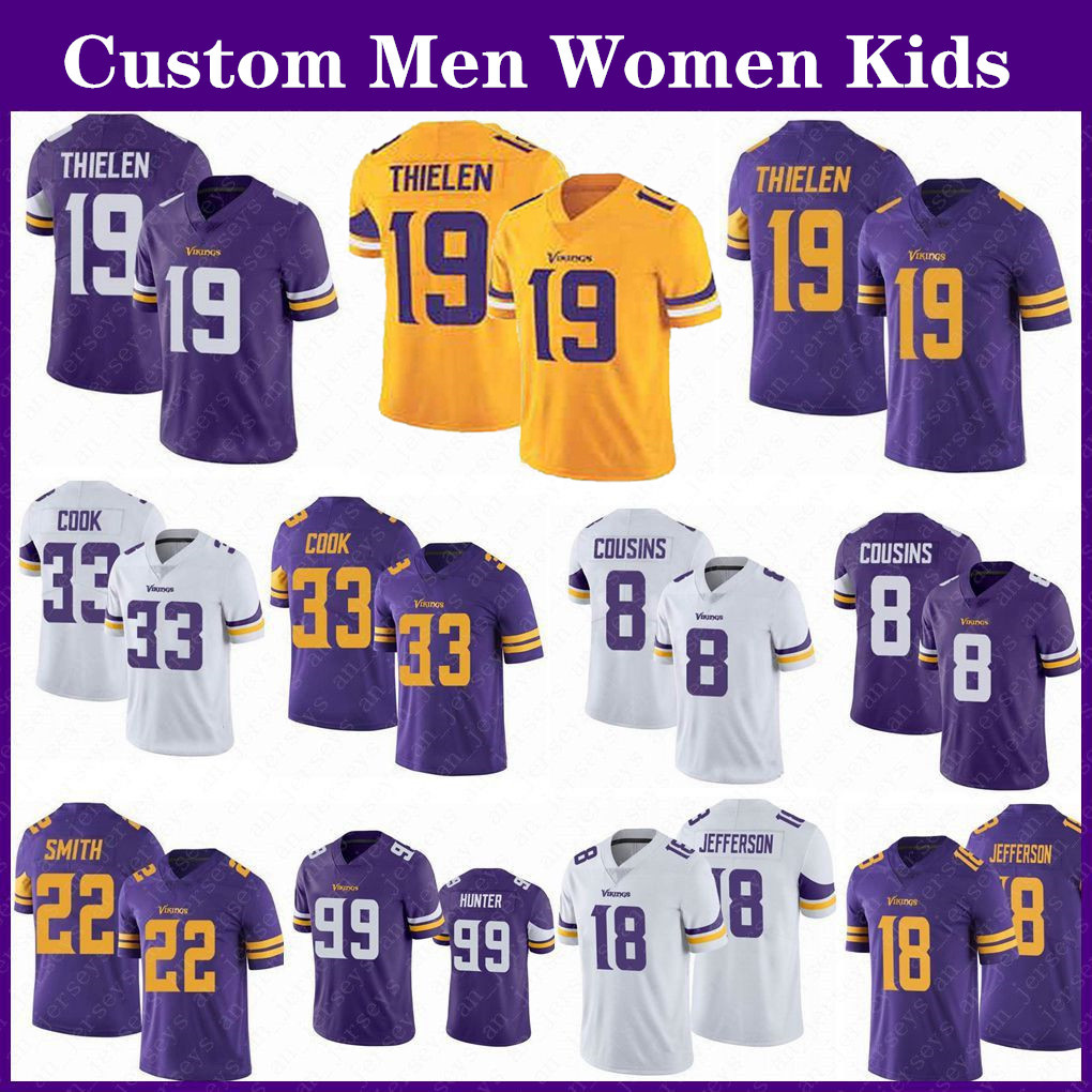 19 Adam Thielen 33 Dalvin Cook Custom Men Women Kids Viking Football Jerseys 18 Justin Jefferson 8 Cousins 22 Smith 84 Moss, Shown
19 Adam Thielen 33 Dalvin Cook Custom Men Women Kids Viking Football Jerseys 18 Justin Jefferson 8 Cousins 22 Smith 84 Moss, Shown